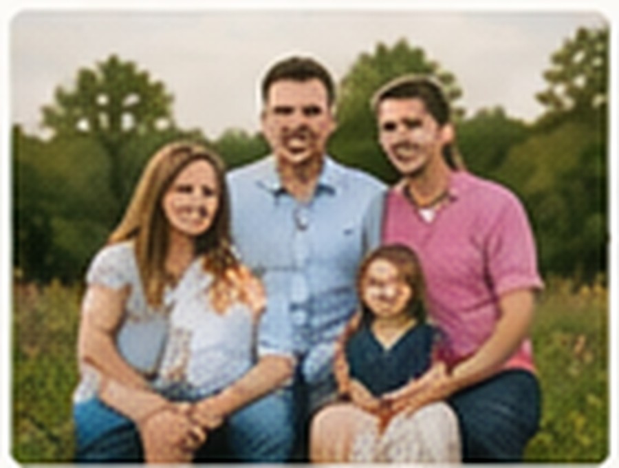 Family portrait among colorful wildflowers